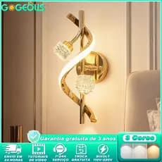 Luminária de Parede Moderna de Cristal Bivolt 110V-220V LED 3 Cores para Corredor Sala Quarto Escadaria