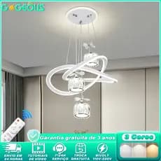 3 Cores 110V-220V Lustre de teto luxo Moderno com controle remoto Lustre para Sala de jantar Sala Quarto Cozinha 8