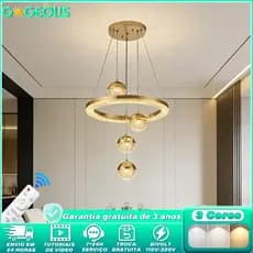 3 Cores 110V-220V Lustre para Sala de Jantar e Quarto Moderno de Cristal/Acrílico com Controle Remoto 3 Cores Bivolt 5