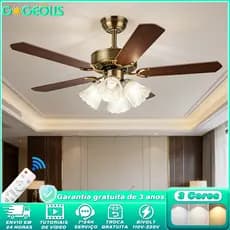 110V-220V Ventilador de Teto com Lâmpada e com Controle 42/48/52in Motor CC