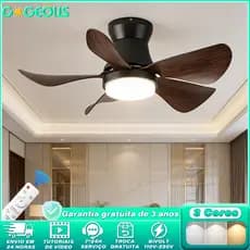 Ventilador de Teto Bivolt 110V-220V com Lâmpada e Controle Remoto 24 Polegadas Motor CC Reversível Silencioso LED
