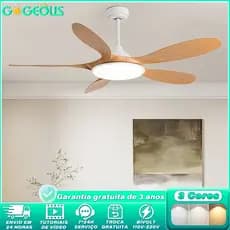 Ventilador Com Luz Bivolt 110V 220V 3 Cores Controle Remoto Portátil