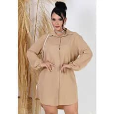 Chemise Feminina em Viscolinho com Botões e Elástico nas Mangas – Estilo Camisão Moderno