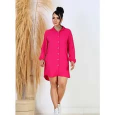 Ki 2 UN  Vestido Chemise estilo Camisão com Manga Tecido Viscolinho
