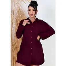 Camisão Chemise Vestido Feminino  Curto Com Botoes Viscolinho