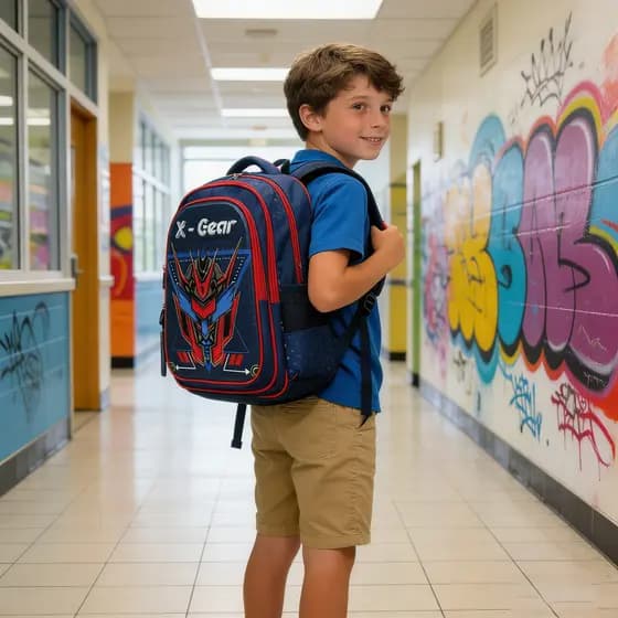 Mochila escolar para meninos e meninas universal (6-12 anos de idade) 3D design padrão estereoscópico