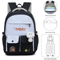 Mochila unisex (grande capacidade, impermeável, estilo japonês e coreano) pode conter notebook de 15 polegadas