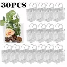 10/20/30 Unidades Reutilizáveis Sacos De Presente Plástico Pvc 25x20x7cm