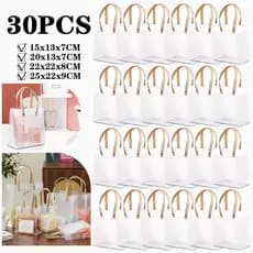 10~30 PCS Sacola Transparente Fosca PVC Com Alca Para Festa Aniversário