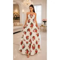 Vestido Tropical Longo Tomara que Caia Estampado – Moda Feminina 2026 ENTREGA IMEDIATA