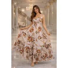 Vestido Longo Feminino Confortável Elegante com Bojo Ajuste Lastéx Caimento Perfeito