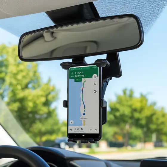 Suporte de celular retrovisor central para carro universal 360º Anti Queda Retrátil Ajustável