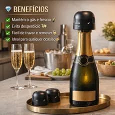 Kit 2 Tampa Vedação Garrafa Espumante Rolha Champagne Vinho A Vácuo Pressão Reutilizável