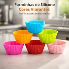 Kit 12 Mini Formas de Silicone Mini Cupcake Bolo Forno Forminhas SuportamTemperaturas -40°C 230°C