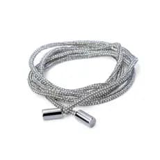 Cadarço Brilhoso de Strass - 1 metro/unidade + 2 ponteiras Prata - Customização de Roupas e Calçados