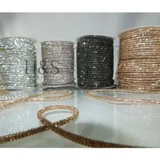Cordão tubo (cadarço) Strass Cristal/ Grafite/ Boreal/ Dourado/ Rose Premium 3,5mm DIY -1 a 4 metros