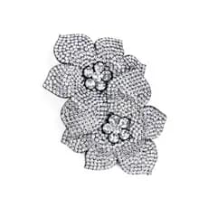 Presilha Grampo de Strass de Luxo em formato de FLOR Dupla Cristal Brilhoso - 1unid.