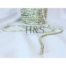 Cordão tubo (cadarço) strass Slim Cristal/Grafite/Boreal/Dourado/Rose Premium 3,5mm - 1 a 4 metros