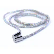 Cordão cadarço de Strass Grafite – 1 Metro + 2 Ponteiras Cromadas Customização de Roupas e Calçados