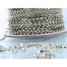 Corrente de Strass SS12 Saia bandeirinha de festa junina 10/20/30/40 metros - Prata ou Dourado