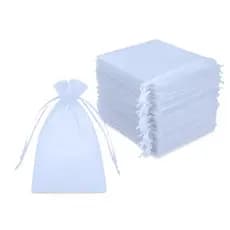 50 Sacos Tule Organza 20x30 cm Branco P/ Lembrancinha Presente