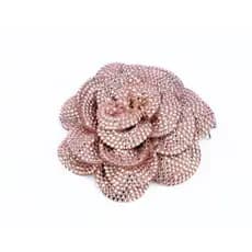 Presilha grampo broche de Strass Flor Dourada - Luxo Brilhoso - 1 unid.