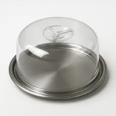 Boleira Base Em Inox Com Tampa Ideal Café da Manhã Tarde Porta Bolo Refeição Elegante Mesa Tampa Acrílico