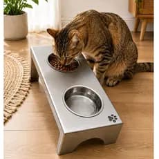 Comedouro de gatos e chachorros em aço inoxidável