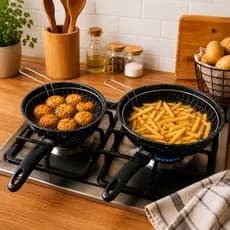 Panela Fritadeira 2 em 1 Esmaltada com Cesto Escorredor Antiaderente