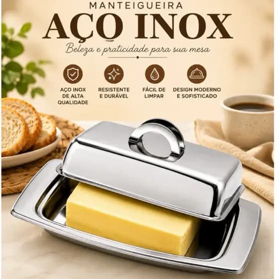 Manteigueira em Aço Inox com Tampa