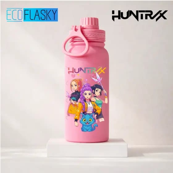 Garrafa Térmica de Aço Inoxidável Guerreiras do Kpop Huntrix Fresh Com Alça Portátil Estampada 600ml