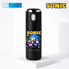 Garrafa Térmica Infantil de Aço Inoxidável Sonic Team com Termometro LED Digital Temperatura 420ml