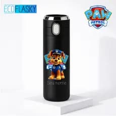 Garrafa Térmica Infantil Aço Inox Chase Patrulha Canina Estampada Termometro LED Digital Temperatura 420ml