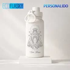 Garrafa Térmica de Aço Inox Personalizada Nossa Senhora Aparecida com Alça Portátil Academia Laser 600ml 800ml