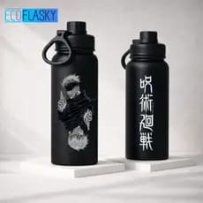 Garrafa Térmica Fresh Esportiva 600ml Jujutsu Kaisen Inox Alça Portátil Estampada Anime Satoru Gojo