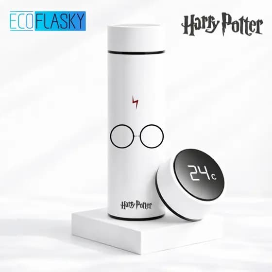 Garrafa Térmica de Aço Inoxidável Harry Potter Oculos com Medidor De Temperatura LED Digital 500ml