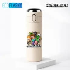 Garrafa Térmica Infantil de Aço Inoxidável Minecraft Game com Termometro LED Digital Temperatura 420ml