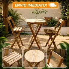 Conjunto Mesa com 2 Cadeiras De Madeira Bistrô Madeira Pinus Toda Montada