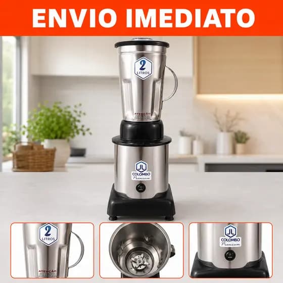 Liquidificador Industrial Alta Rotação 2 Litros Inox 800W JL Colombo Profissional 18.000 RPM