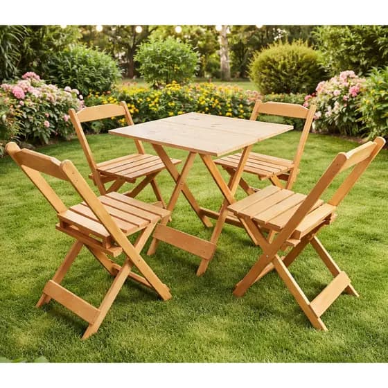 Jogo de Mesa e Cadeiras KIT com 1 Mesinha + 4 Cadeira Dobravel 70x70 Area Externa