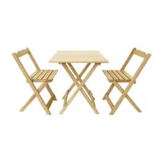 Jogo Conjunto Mesa Madeira Dobrável 70x70 C/2 Cadeiras Lazer Gourmet