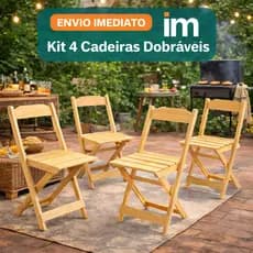 Kit 4 Cadeiras Dobráveis Madeira Pinus Toda Montada