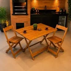Jogo De Mesa Dobrável 100x70 C/ 2 Cadeiras Madeira Maciça
