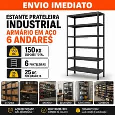 Estante de Aço Industrial 6 Prateleiras 198x70x28cm Reforçada Multiuso Praticidade