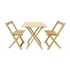 Mesa Bar De Madeira Pinus 70x70 Com 2 Cadeiras
