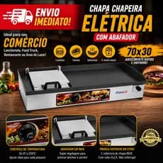 Chapa Chapeira Elétrica 70x30 com Abafador Prensa Profissional