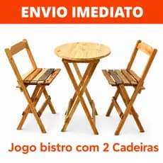 Jogo Conjunto Mesa Bistro Madeira Dobrável com 2 Cadeiras