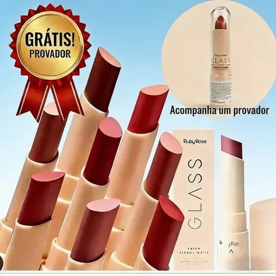 Ruby Rose Kit com Provador - Batom Creamy Matte Glass - Presente Versão para Experimentar 💖