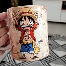 Caneca Porcelana _Personalizada | One Piece Chibi - Mugiwaras - Monkey D. Luffy | Envio Rápido