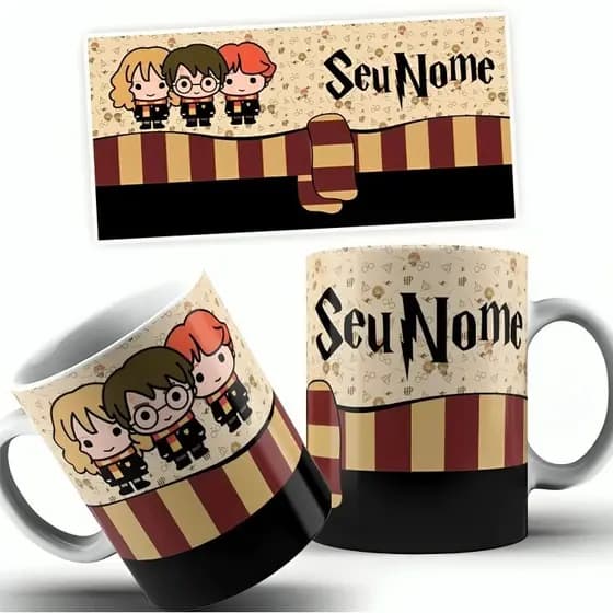 CANECA/MÁGICA/CANECAS/PERSONALIZADAS/HARRY_POTTER_Cut Cartoon Com Nome